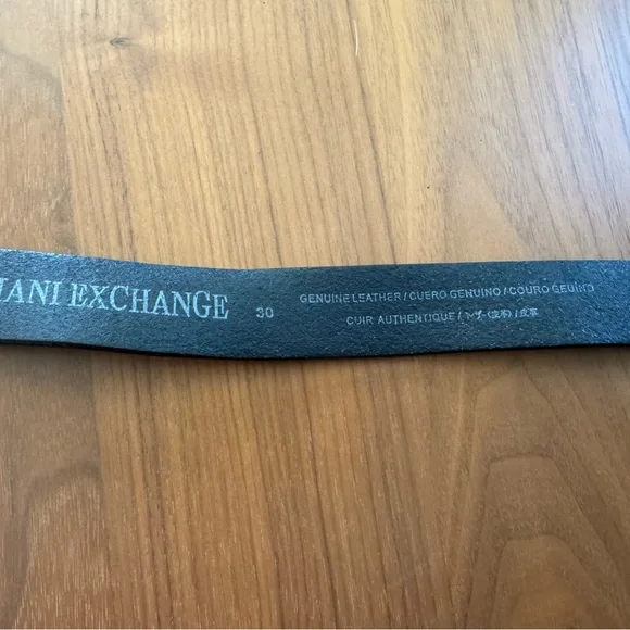 COPY - ARMANI EXCHANGE - Genuine Leather Black Belt Size 30 - Picture 4 of 7